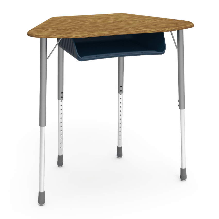 Virco ZUMA Series Hexagon Desk with Book Box 33"W x 21"D x 22"-34"H (DESK-ZHEXBOXM) - SchoolOutlet
