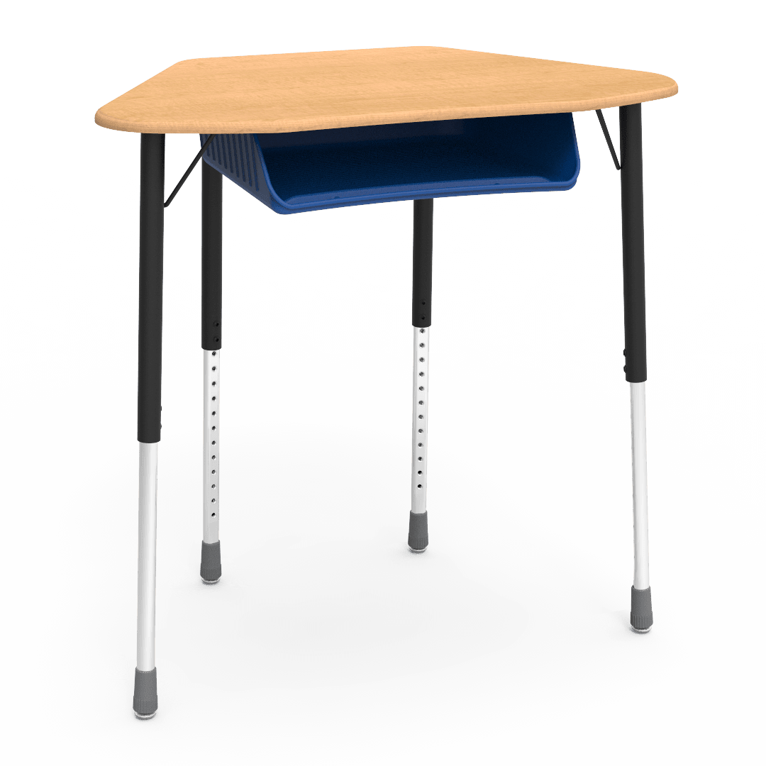 Virco ZUMA Series Hexagon Desk with Book Box 33"W x 21"D x 22"-34"H (DESK-ZHEXBOXM) - SchoolOutlet