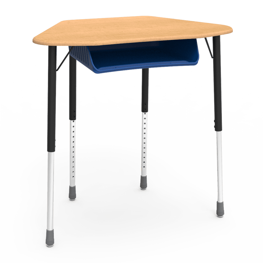 Virco ZUMA Series Hexagon Desk with Book Box 33"W x 21"D x 22"-34"H (DESK-ZHEXBOXM) - SchoolOutlet