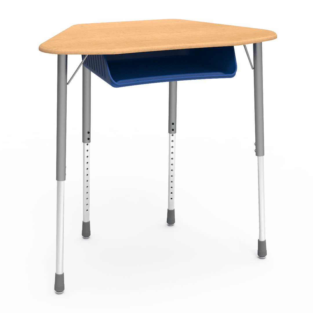 Virco ZUMA Series Hexagon Desk with Book Box 33"W x 21"D x 22"-34"H (DESK-ZHEXBOXM) - SchoolOutlet