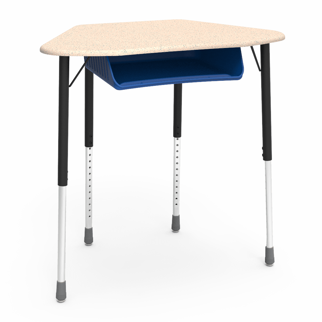 Virco ZUMA Series Hexagon Desk with Book Box 33"W x 21"D x 22"-34"H (DESK-ZHEXBOXM) - SchoolOutlet