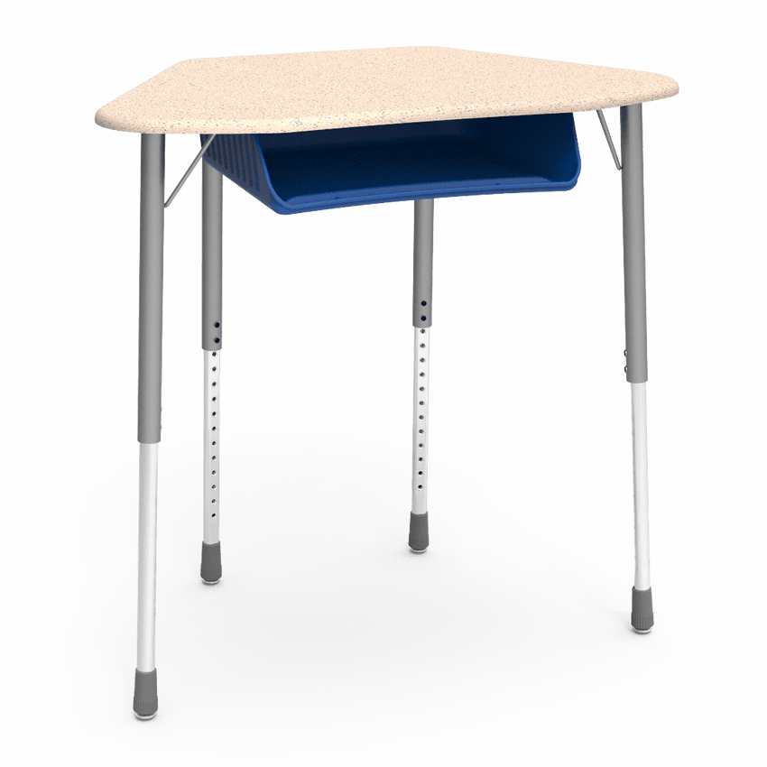 Virco ZUMA Series Hexagon Desk with Book Box 33"W x 21"D x 22"-34"H (DESK-ZHEXBOXM) - SchoolOutlet