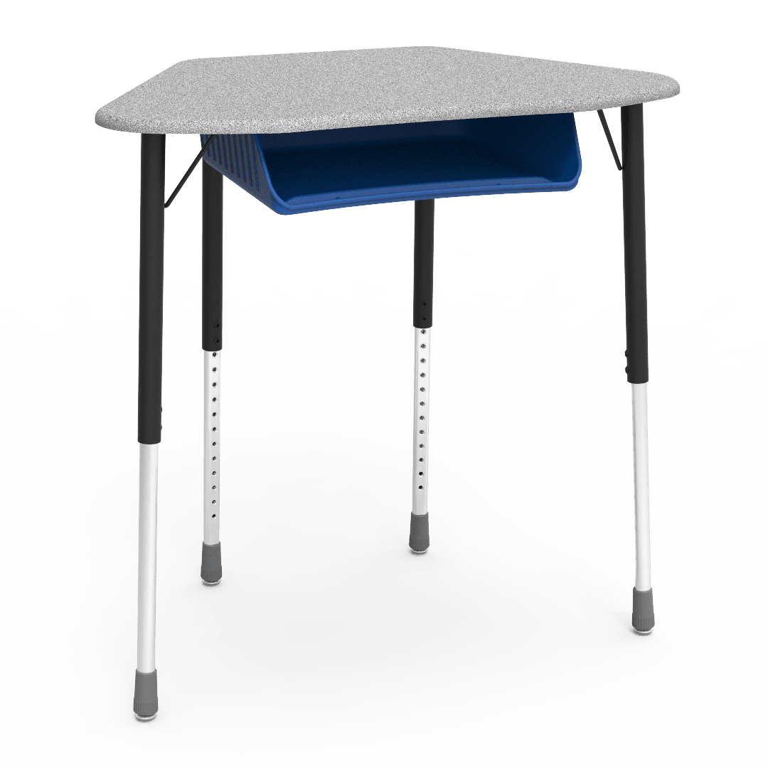 Virco ZUMA Series Hexagon Desk with Book Box 33"W x 21"D x 22"-34"H (DESK-ZHEXBOXM) - SchoolOutlet