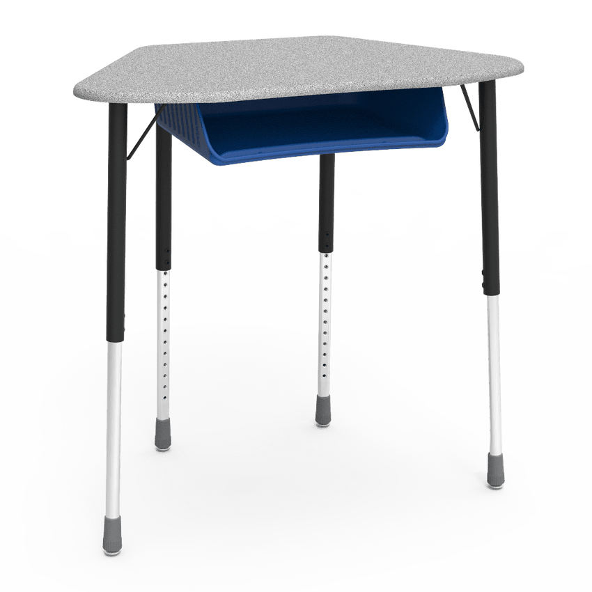 Virco ZUMA Series Hexagon Desk with Book Box 33"W x 21"D x 22"-34"H (DESK-ZHEXBOXM) - SchoolOutlet