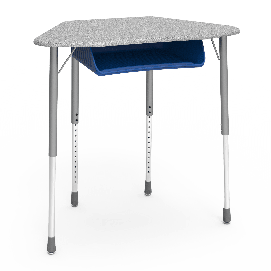 Virco ZUMA Series Hexagon Desk with Book Box 33"W x 21"D x 22"-34"H (DESK-ZHEXBOXM) - SchoolOutlet