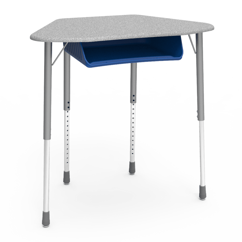Virco ZUMA Series Hexagon Desk with Book Box 33"W x 21"D x 22"-34"H (DESK-ZHEXBOXM) - SchoolOutlet