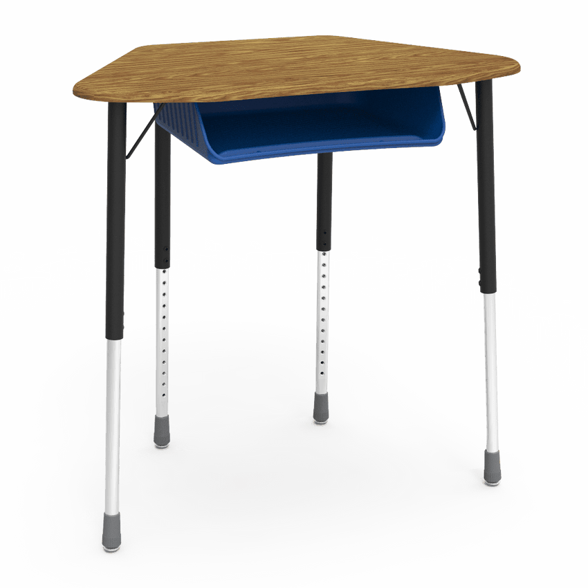 Virco ZUMA Series Hexagon Desk with Book Box 33"W x 21"D x 22"-34"H (DESK-ZHEXBOXM) - SchoolOutlet