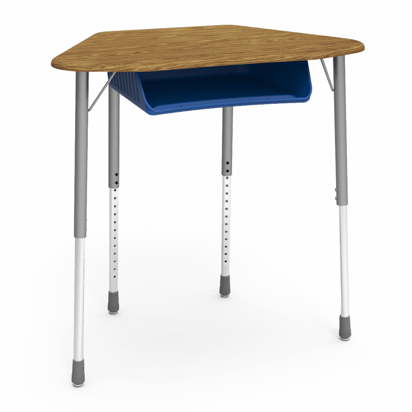 Virco ZUMA Series Hexagon Desk with Book Box 33"W x 21"D x 22"-34"H (DESK-ZHEXBOXM) - SchoolOutlet
