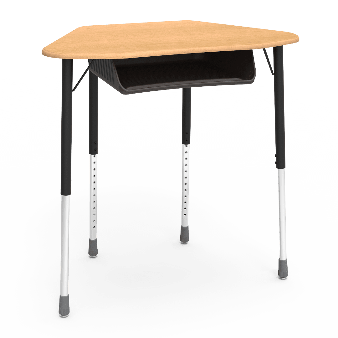 Virco ZUMA Series Hexagon Desk with Book Box 33"W x 21"D x 22"-34"H (DESK-ZHEXBOXM) - SchoolOutlet