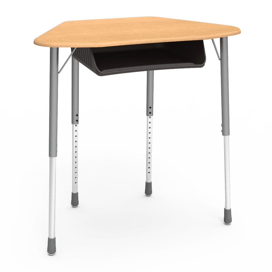 Virco ZUMA Series Hexagon Desk with Book Box 33"W x 21"D x 22"-34"H (DESK-ZHEXBOXM) - SchoolOutlet