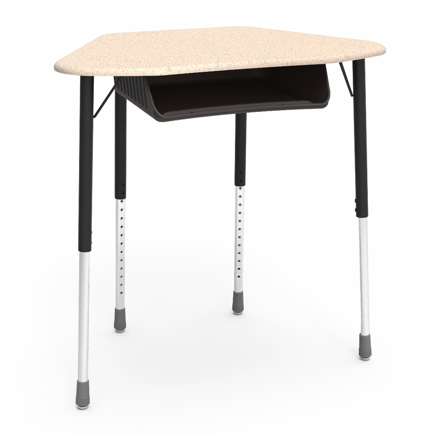 Virco ZUMA Series Hexagon Desk with Book Box 33"W x 21"D x 22"-34"H (DESK-ZHEXBOXM) - SchoolOutlet