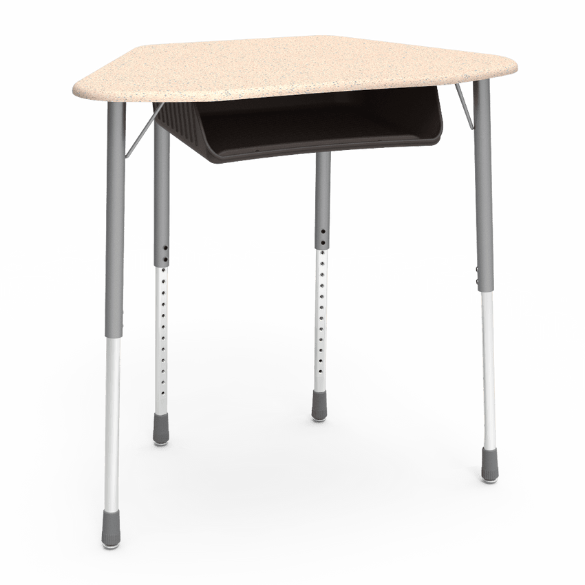 Virco ZUMA Series Hexagon Desk with Book Box 33"W x 21"D x 22"-34"H (DESK-ZHEXBOXM) - SchoolOutlet