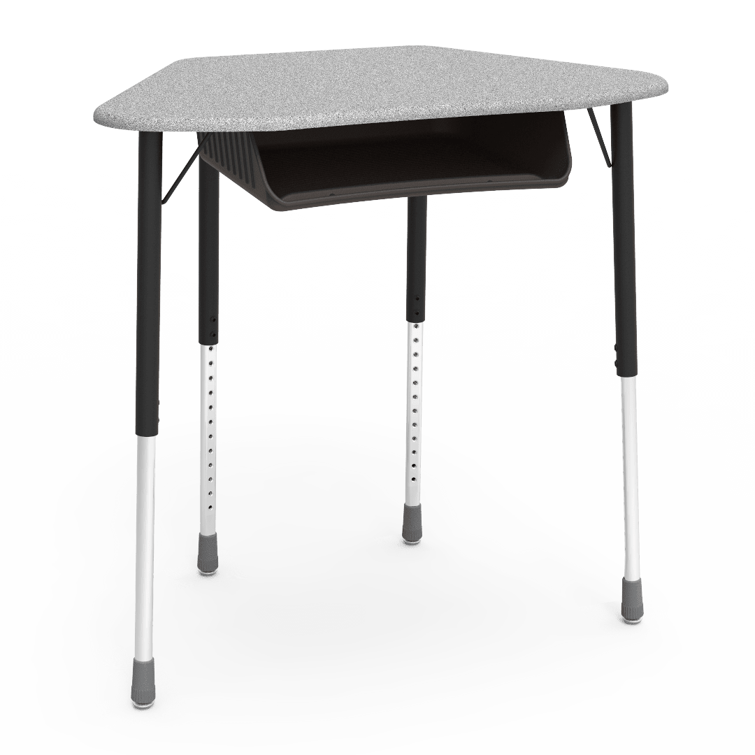 Virco ZUMA Series Hexagon Desk with Book Box 33"W x 21"D x 22"-34"H (DESK-ZHEXBOXM) - SchoolOutlet