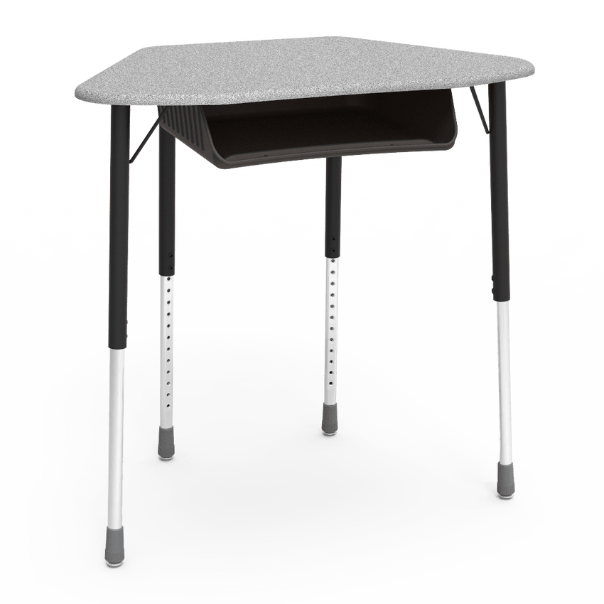 Virco ZUMA Series Hexagon Desk with Book Box 33"W x 21"D x 22"-34"H (DESK-ZHEXBOXM) - SchoolOutlet