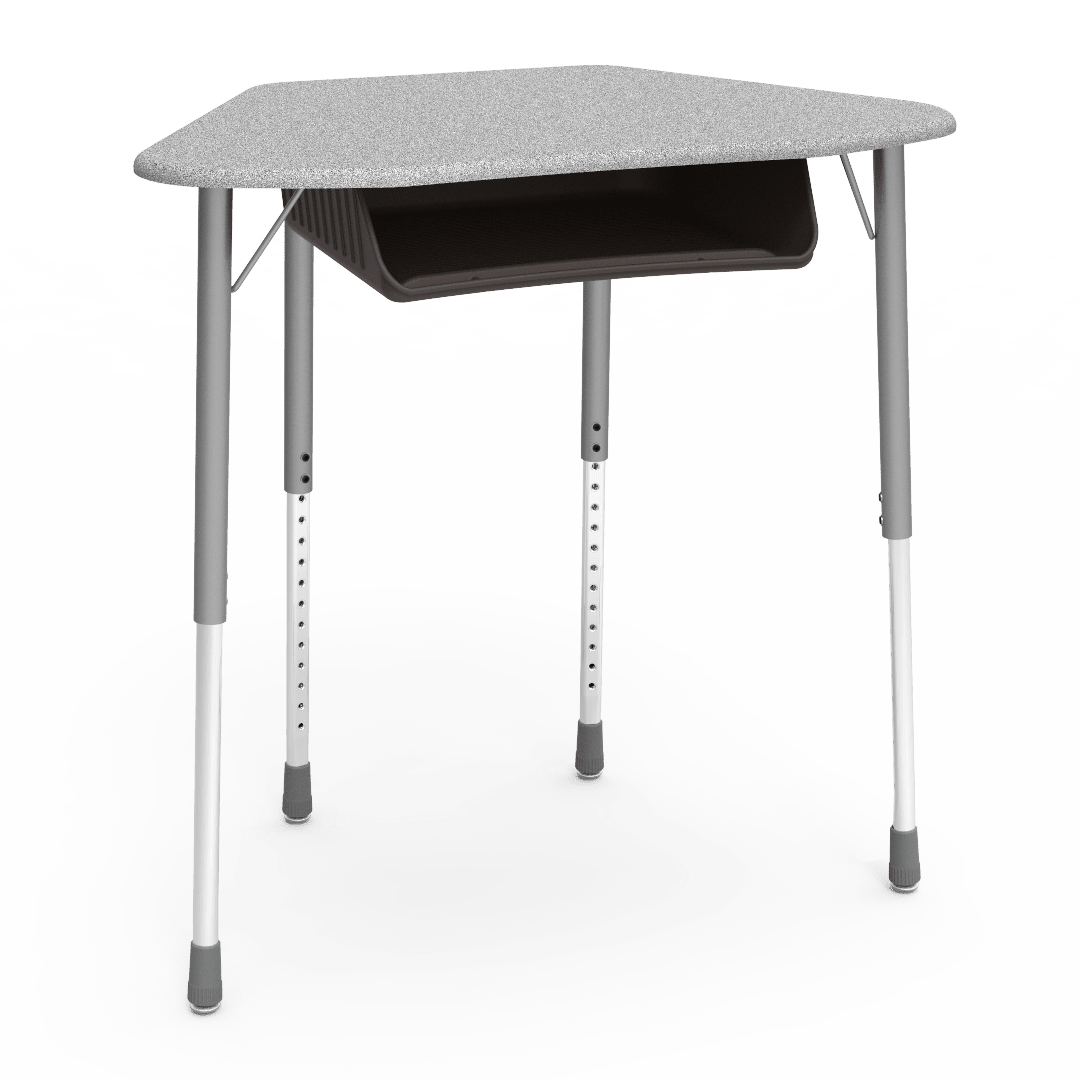 Virco ZUMA Series Hexagon Desk with Book Box 33"W x 21"D x 22"-34"H (DESK-ZHEXBOXM) - SchoolOutlet