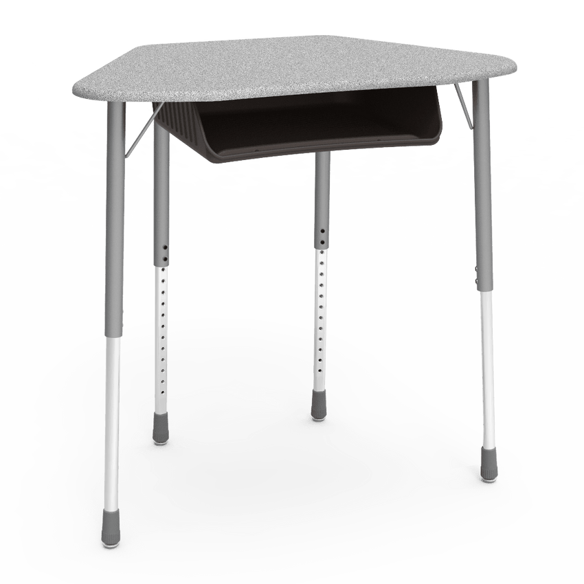 Virco ZUMA Series Hexagon Desk with Book Box 33"W x 21"D x 22"-34"H (DESK-ZHEXBOXM) - SchoolOutlet
