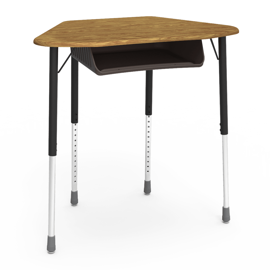 Virco ZUMA Series Hexagon Desk with Book Box 33"W x 21"D x 22"-34"H (DESK-ZHEXBOXM) - SchoolOutlet