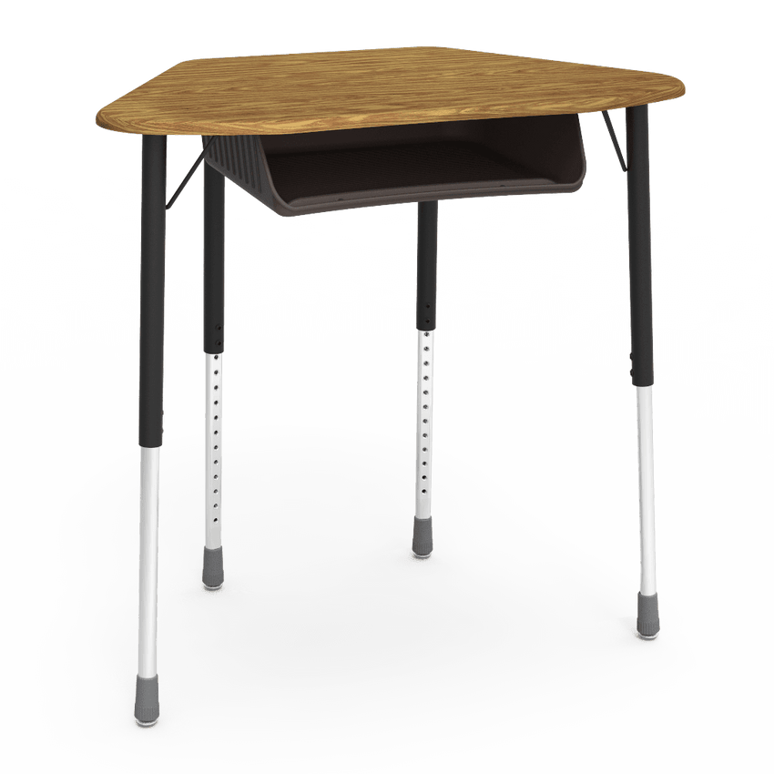 Virco ZUMA Series Hexagon Desk with Book Box 33"W x 21"D x 22"-34"H (DESK-ZHEXBOXM) - SchoolOutlet
