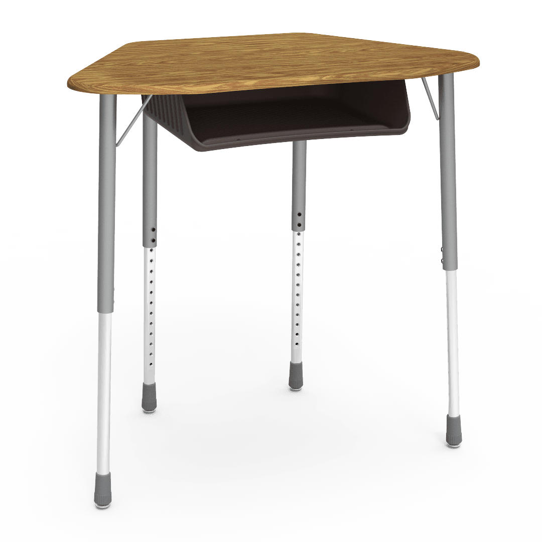 Virco ZUMA Series Hexagon Desk with Book Box 33"W x 21"D x 22"-34"H (DESK-ZHEXBOXM) - SchoolOutlet