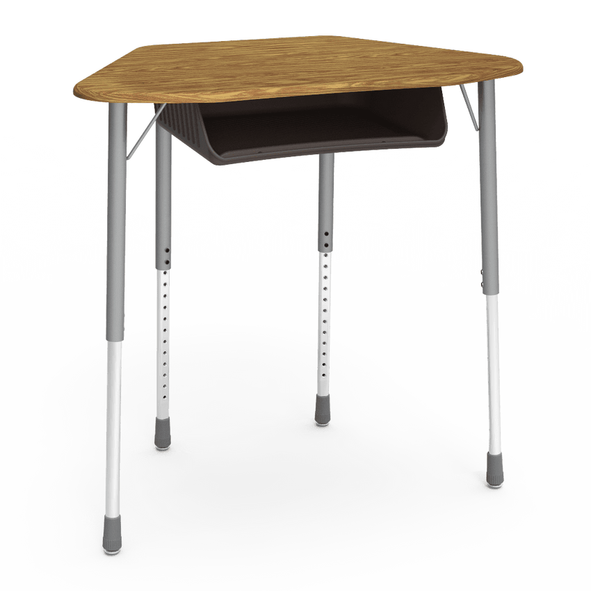 Virco ZUMA Series Hexagon Desk with Book Box 33"W x 21"D x 22"-34"H (DESK-ZHEXBOXM) - SchoolOutlet