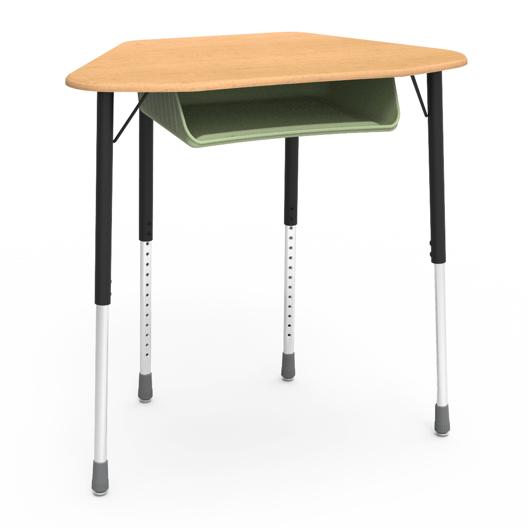 Virco ZUMA Series Hexagon Desk with Book Box 33"W x 21"D x 22"-34"H (DESK-ZHEXBOXM) - SchoolOutlet