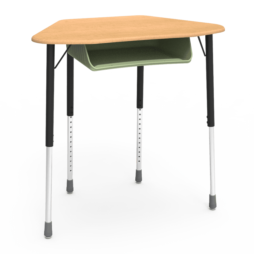 Virco ZUMA Series Hexagon Desk with Book Box 33"W x 21"D x 22"-34"H (DESK-ZHEXBOXM) - SchoolOutlet
