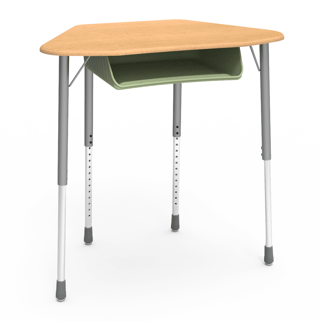 Virco ZUMA Series Hexagon Desk with Book Box 33"W x 21"D x 22"-34"H (DESK-ZHEXBOXM) - SchoolOutlet