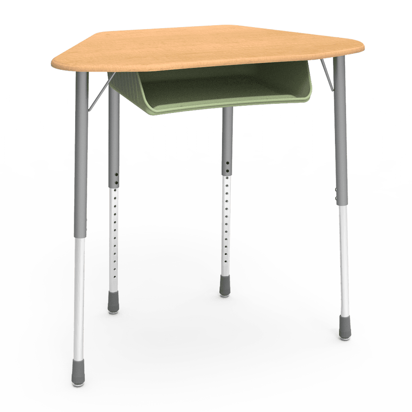 Virco ZUMA Series Hexagon Desk with Book Box 33"W x 21"D x 22"-34"H (DESK-ZHEXBOXM) - SchoolOutlet