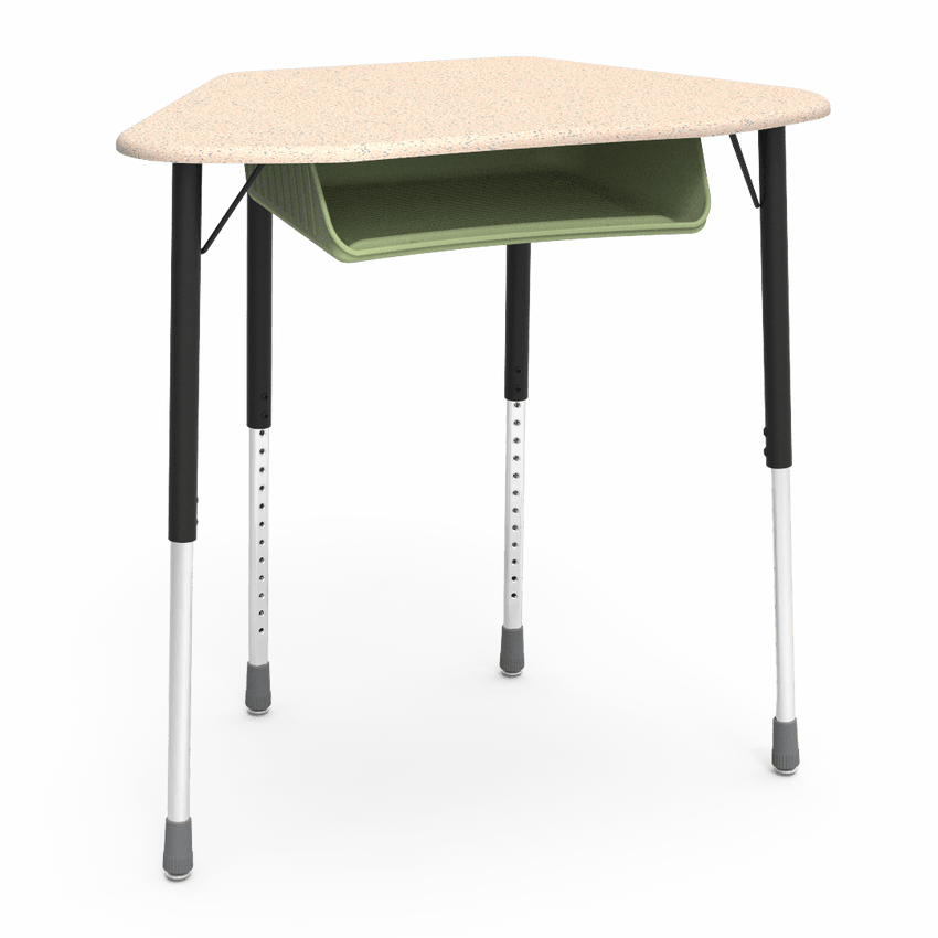 Virco ZUMA Series Hexagon Desk with Book Box 33"W x 21"D x 22"-34"H (DESK-ZHEXBOXM) - SchoolOutlet