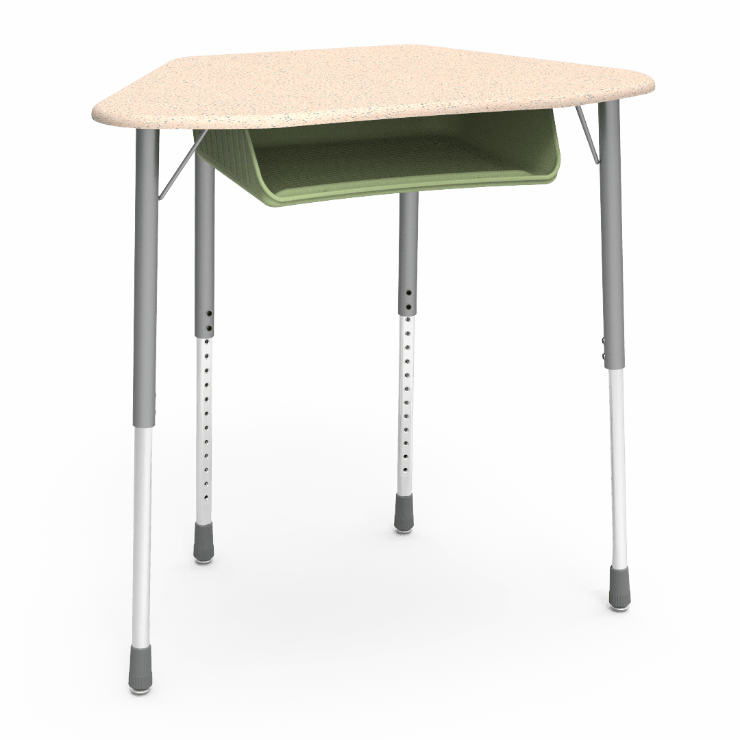 Virco ZUMA Series Hexagon Desk with Book Box 33"W x 21"D x 22"-34"H (DESK-ZHEXBOXM) - SchoolOutlet