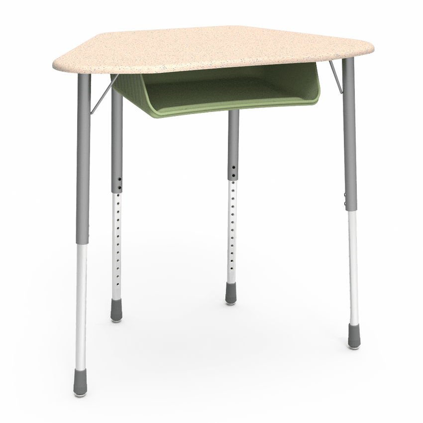 Virco ZUMA Series Hexagon Desk with Book Box 33"W x 21"D x 22"-34"H (DESK-ZHEXBOXM) - SchoolOutlet