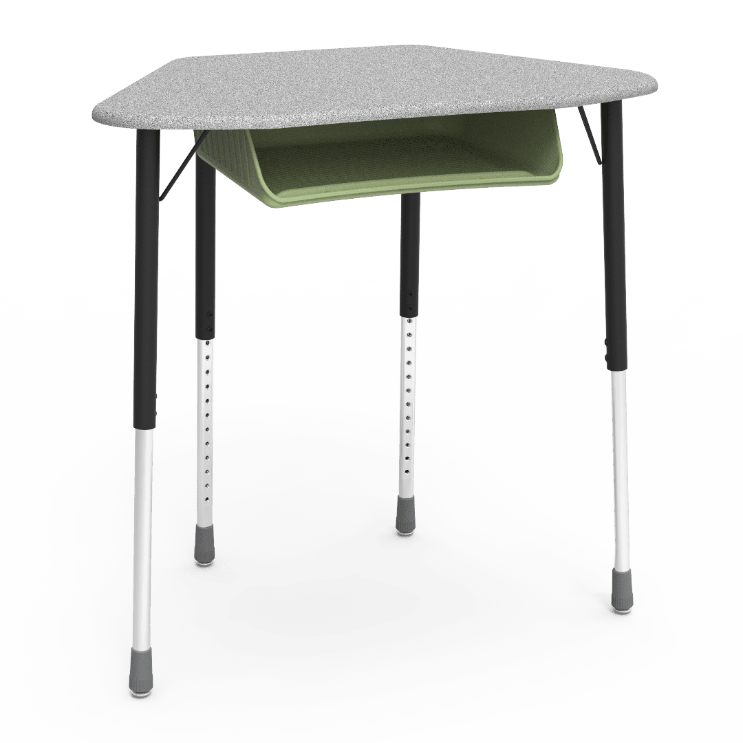 Virco ZUMA Series Hexagon Desk with Book Box 33"W x 21"D x 22"-34"H (DESK-ZHEXBOXM) - SchoolOutlet
