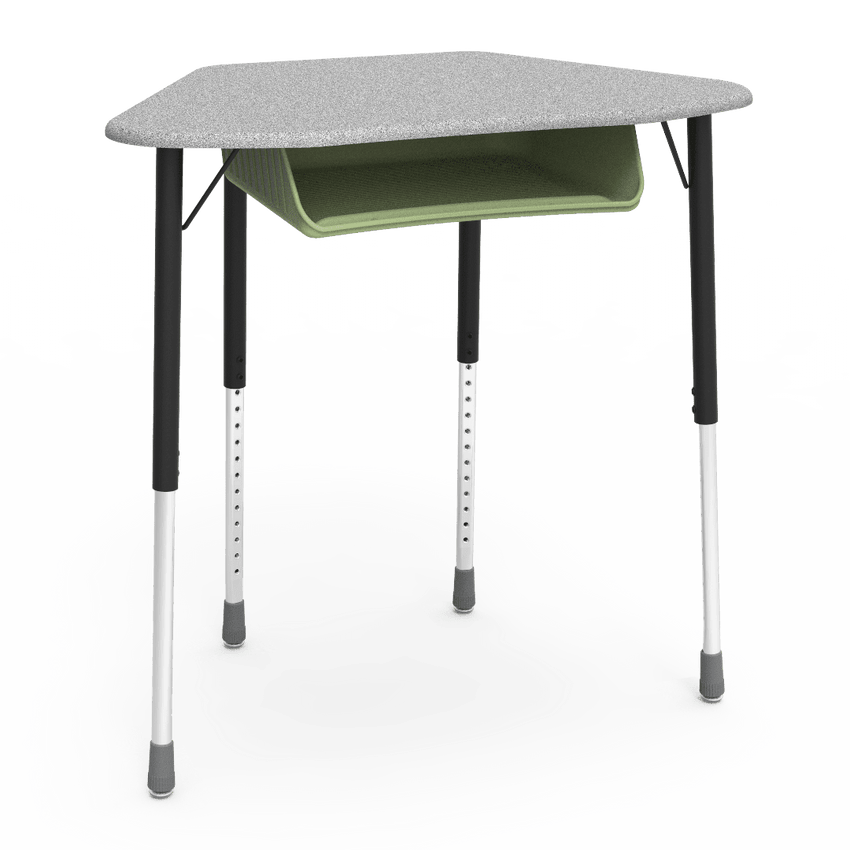 Virco ZUMA Series Hexagon Desk with Book Box 33"W x 21"D x 22"-34"H (DESK-ZHEXBOXM) - SchoolOutlet