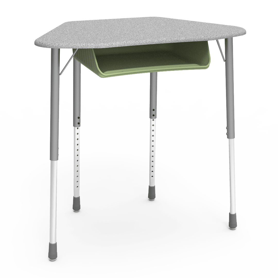 Virco ZUMA Series Hexagon Desk with Book Box 33"W x 21"D x 22"-34"H (DESK-ZHEXBOXM) - SchoolOutlet