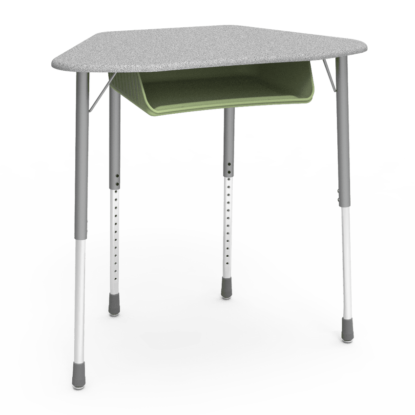 Virco ZUMA Series Hexagon Desk with Book Box 33"W x 21"D x 22"-34"H (DESK-ZHEXBOXM) - SchoolOutlet