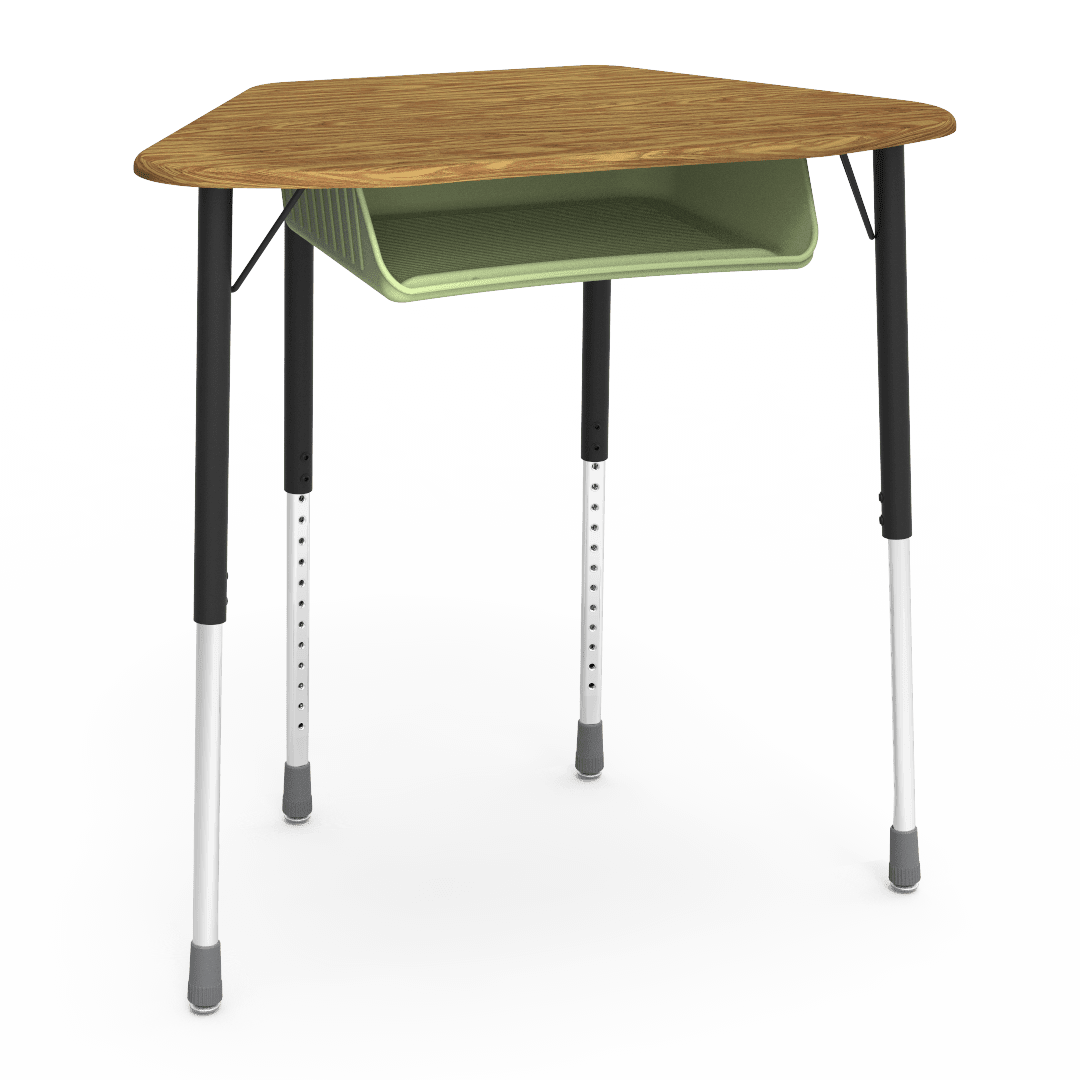 Virco ZUMA Series Hexagon Desk with Book Box 33"W x 21"D x 22"-34"H (DESK-ZHEXBOXM) - SchoolOutlet