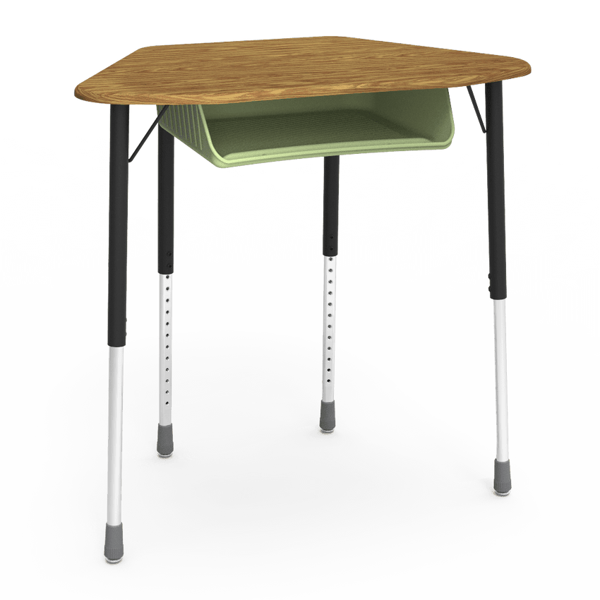 Virco ZUMA Series Hexagon Desk with Book Box 33"W x 21"D x 22"-34"H (DESK-ZHEXBOXM) - SchoolOutlet