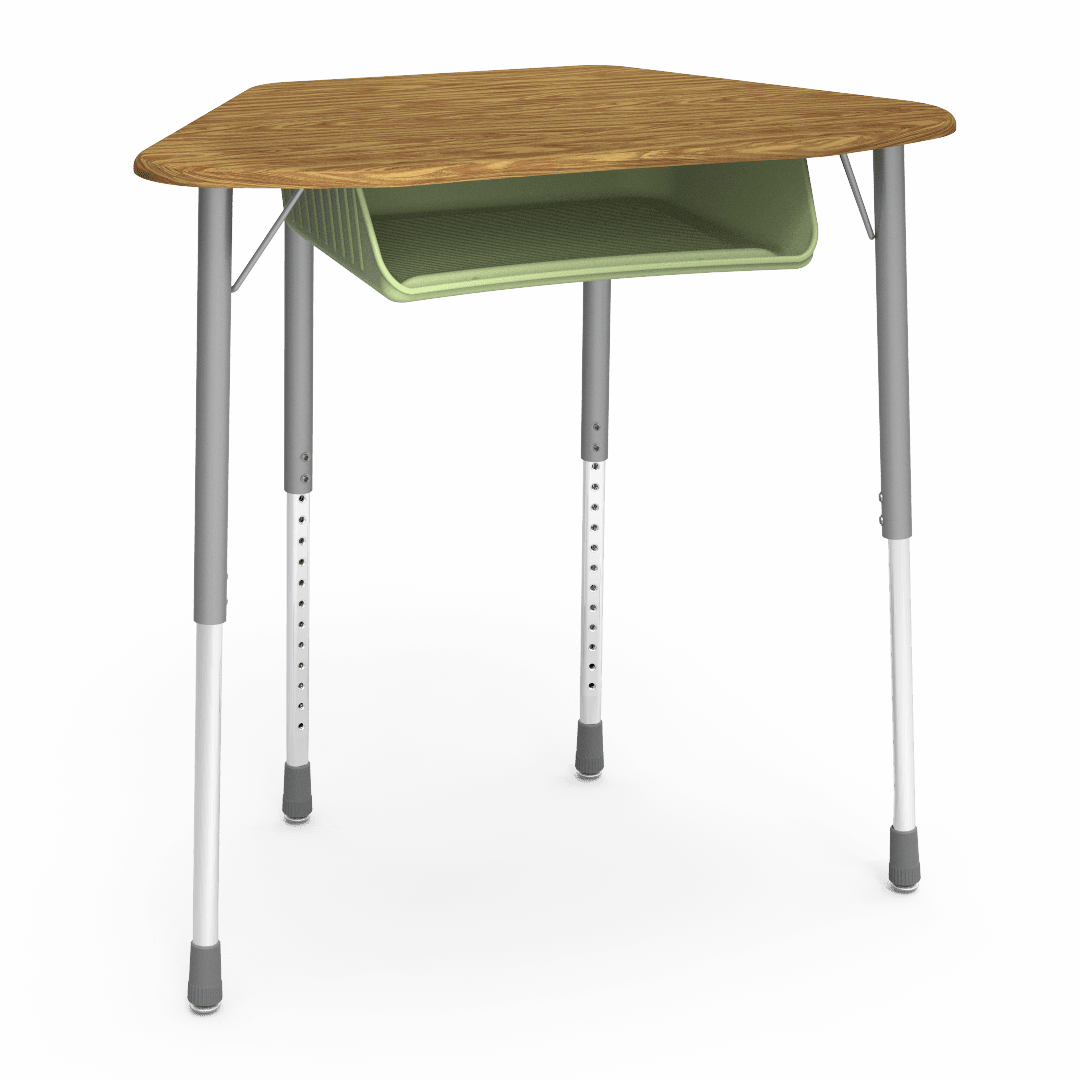Virco ZUMA Series Hexagon Desk with Book Box 33"W x 21"D x 22"-34"H (DESK-ZHEXBOXM) - SchoolOutlet