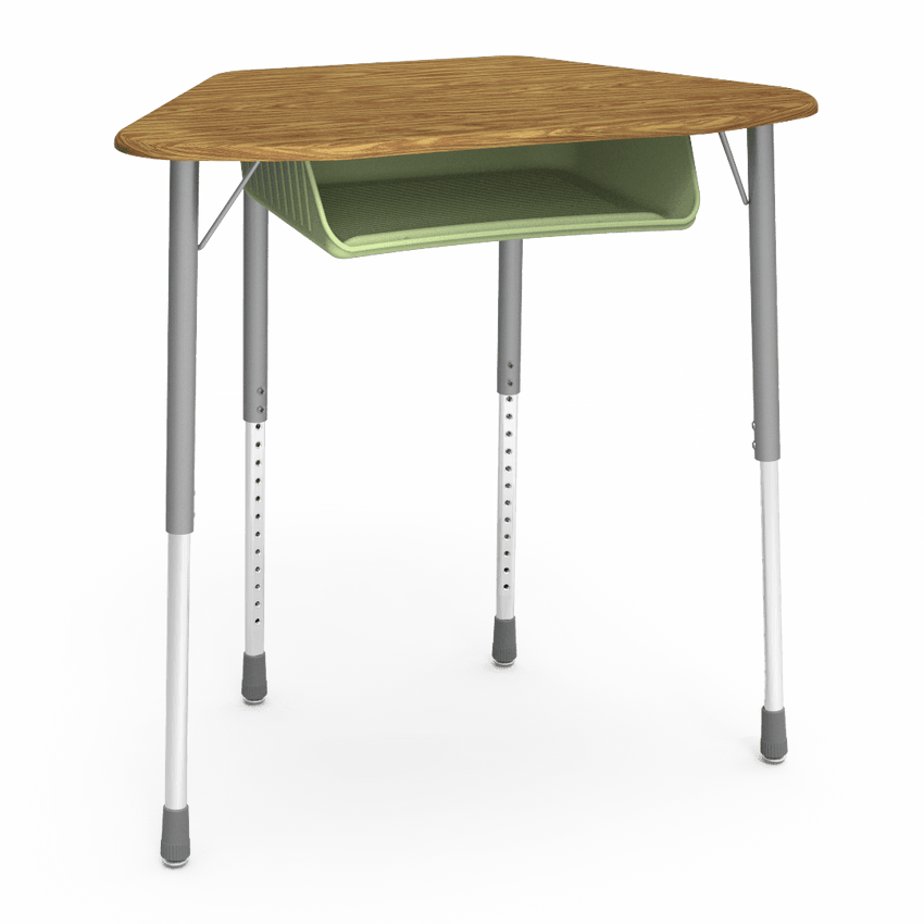Virco ZUMA Series Hexagon Desk with Book Box 33"W x 21"D x 22"-34"H (DESK-ZHEXBOXM) - SchoolOutlet