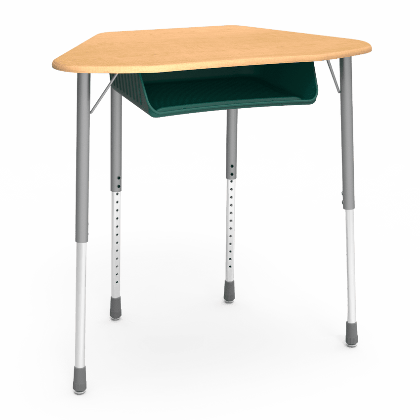Virco ZUMA Series Hexagon Desk with Book Box 33"W x 21"D x 22"-34"H (DESK-ZHEXBOXM) - SchoolOutlet