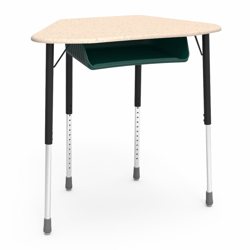 Virco ZUMA Series Hexagon Desk with Book Box 33"W x 21"D x 22"-34"H (DESK-ZHEXBOXM) - SchoolOutlet