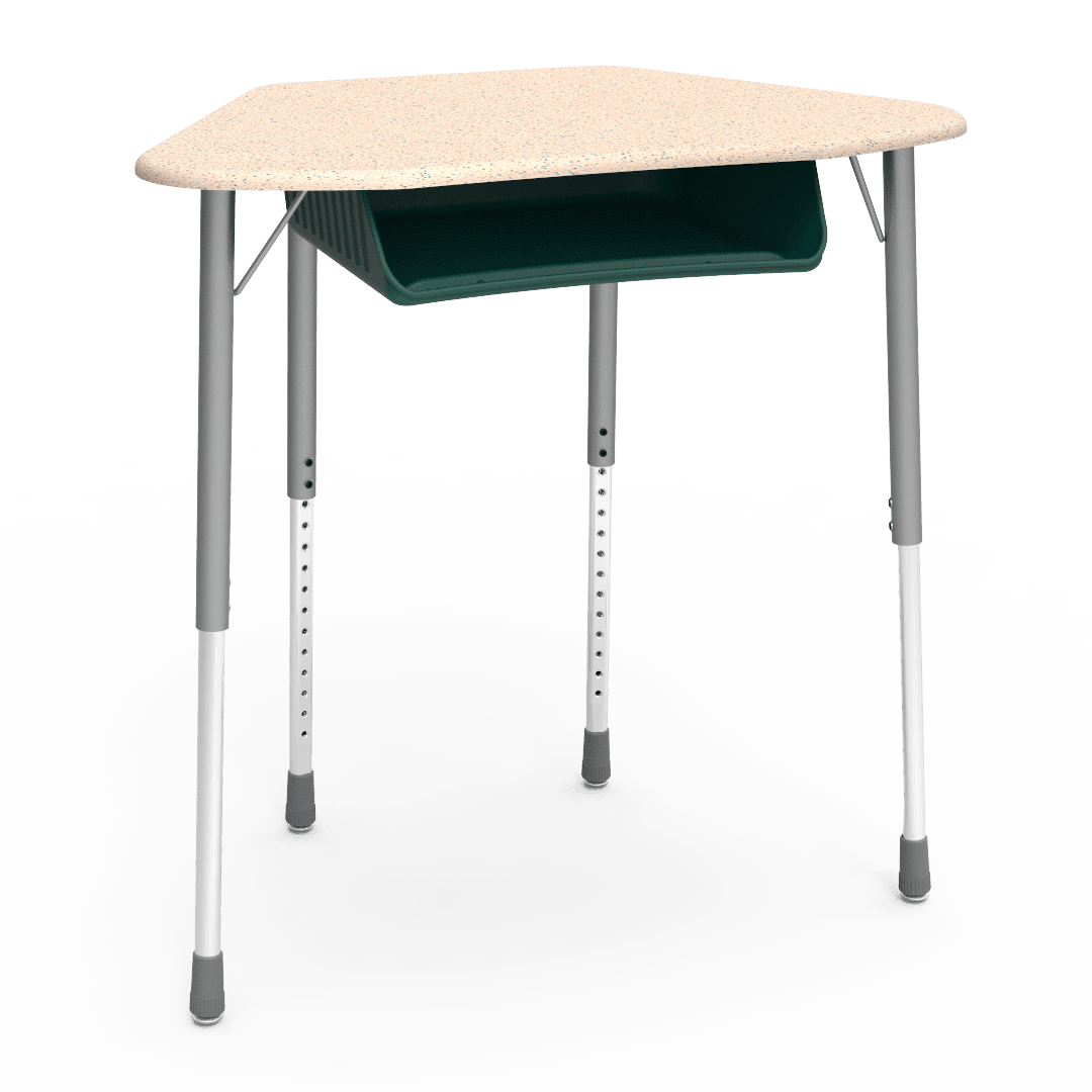 Virco ZUMA Series Hexagon Desk with Book Box 33"W x 21"D x 22"-34"H (DESK-ZHEXBOXM) - SchoolOutlet