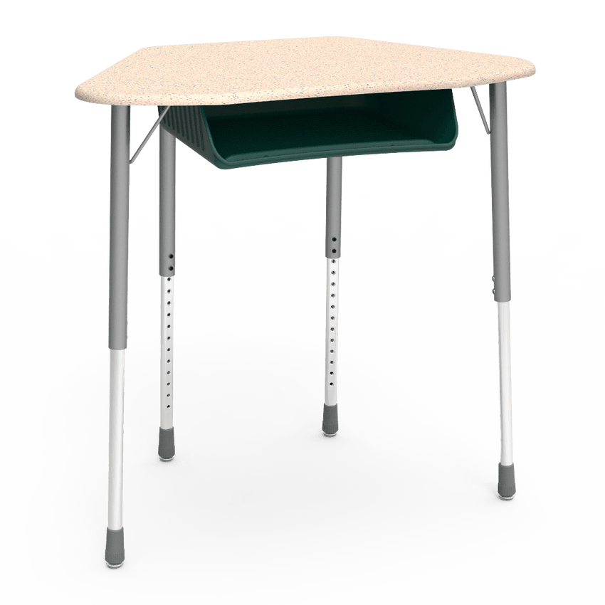 Virco ZUMA Series Hexagon Desk with Book Box 33"W x 21"D x 22"-34"H (DESK-ZHEXBOXM) - SchoolOutlet