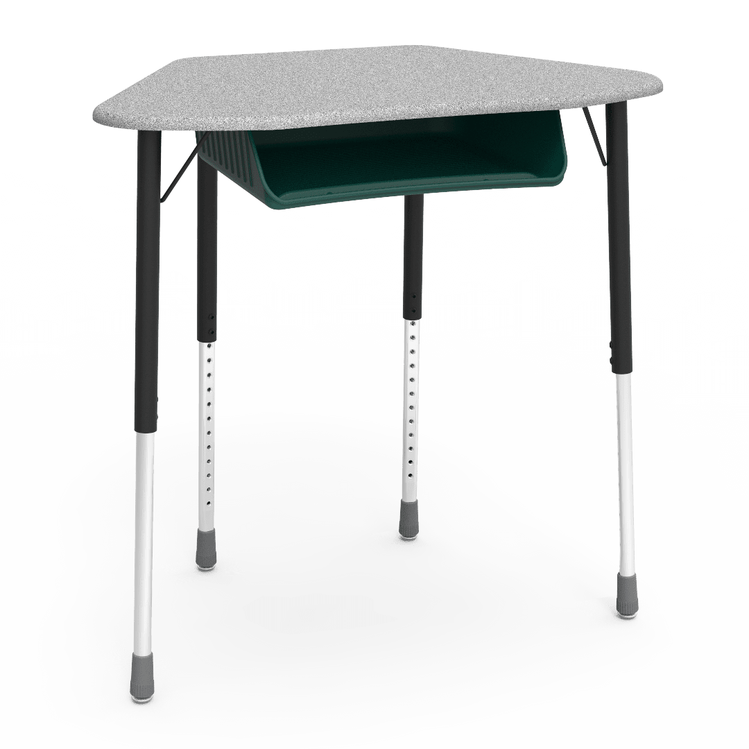 Virco ZUMA Series Hexagon Desk with Book Box 33"W x 21"D x 22"-34"H (DESK-ZHEXBOXM) - SchoolOutlet