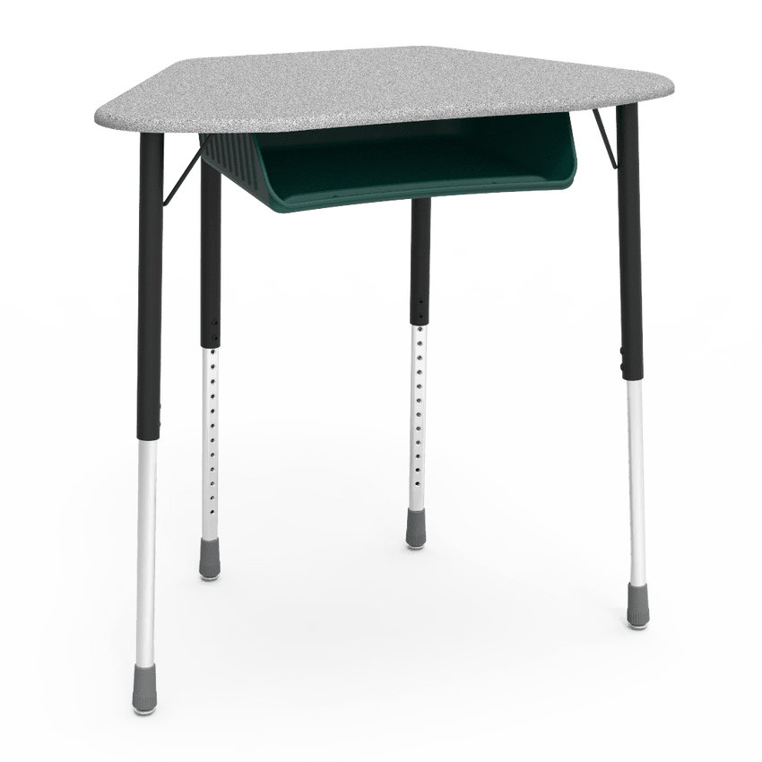Virco ZUMA Series Hexagon Desk with Book Box 33"W x 21"D x 22"-34"H (DESK-ZHEXBOXM) - SchoolOutlet