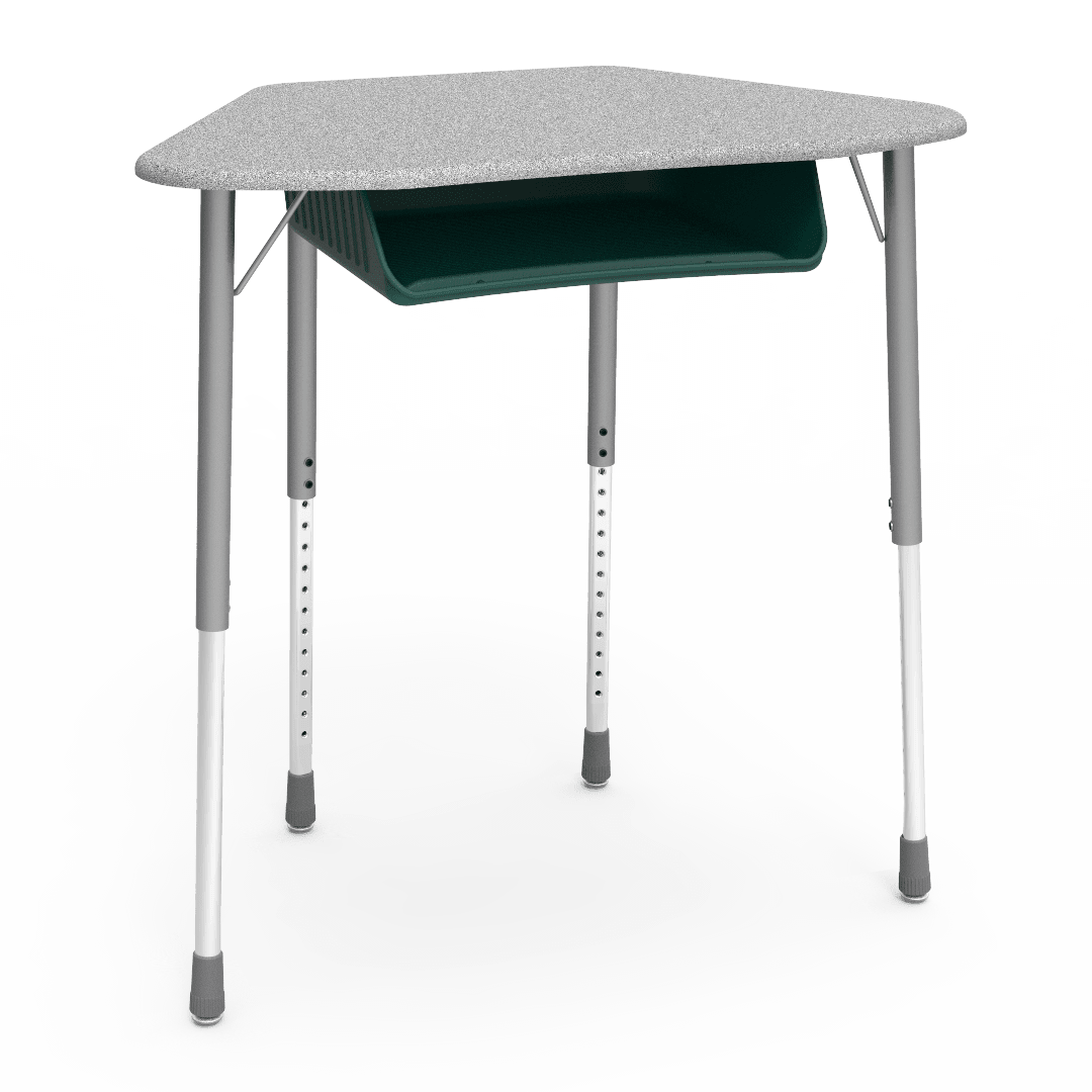Virco ZUMA Series Hexagon Desk with Book Box 33"W x 21"D x 22"-34"H (DESK-ZHEXBOXM) - SchoolOutlet