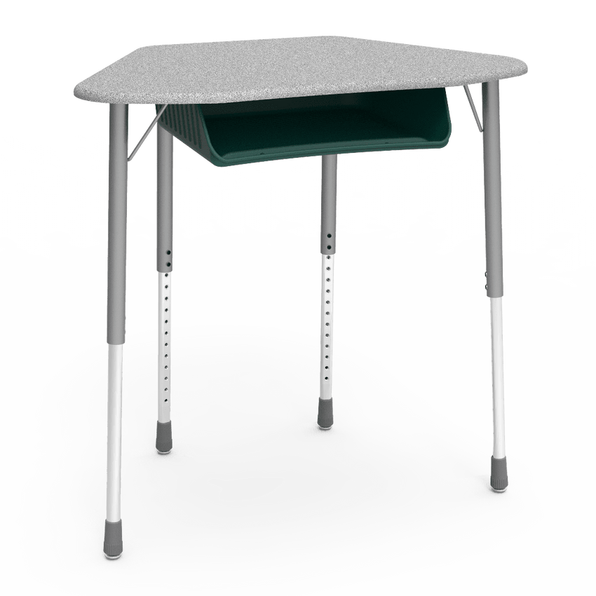 Virco ZUMA Series Hexagon Desk with Book Box 33"W x 21"D x 22"-34"H (DESK-ZHEXBOXM) - SchoolOutlet