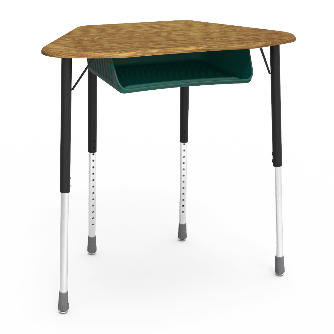 Virco ZUMA Series Hexagon Desk with Book Box 33"W x 21"D x 22"-34"H (DESK-ZHEXBOXM) - SchoolOutlet
