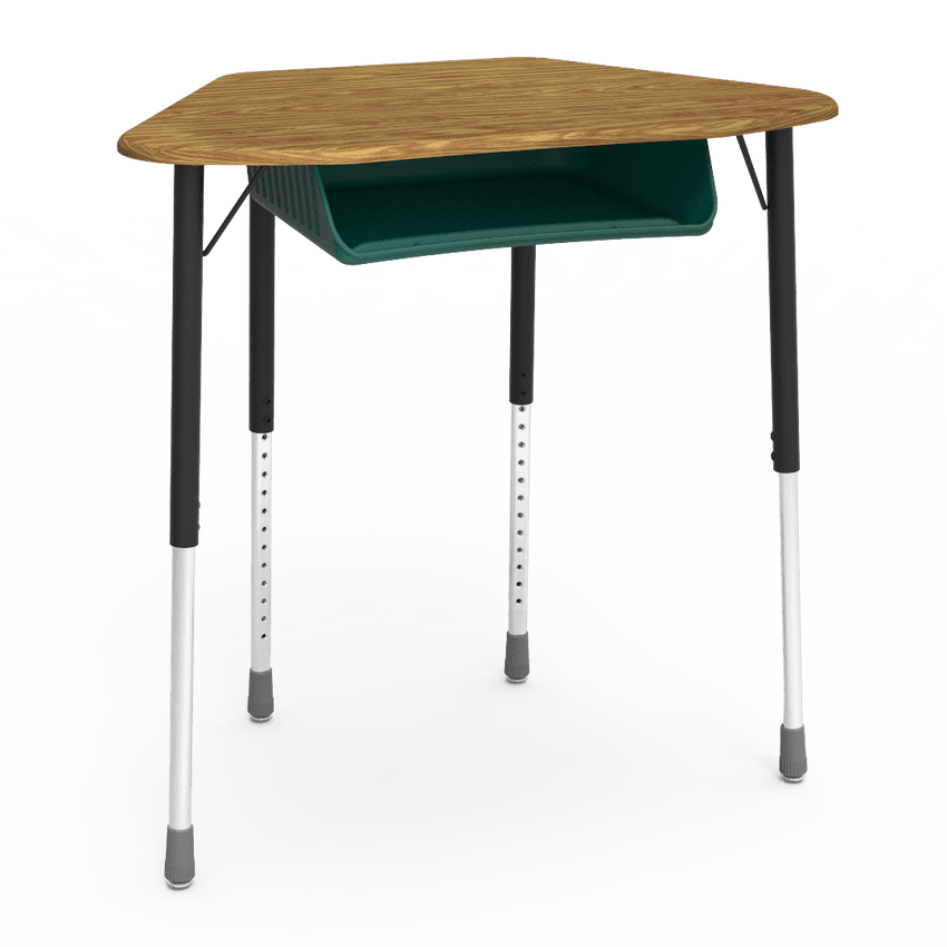 Virco ZUMA Series Hexagon Desk with Book Box 33"W x 21"D x 22"-34"H (DESK-ZHEXBOXM) - SchoolOutlet