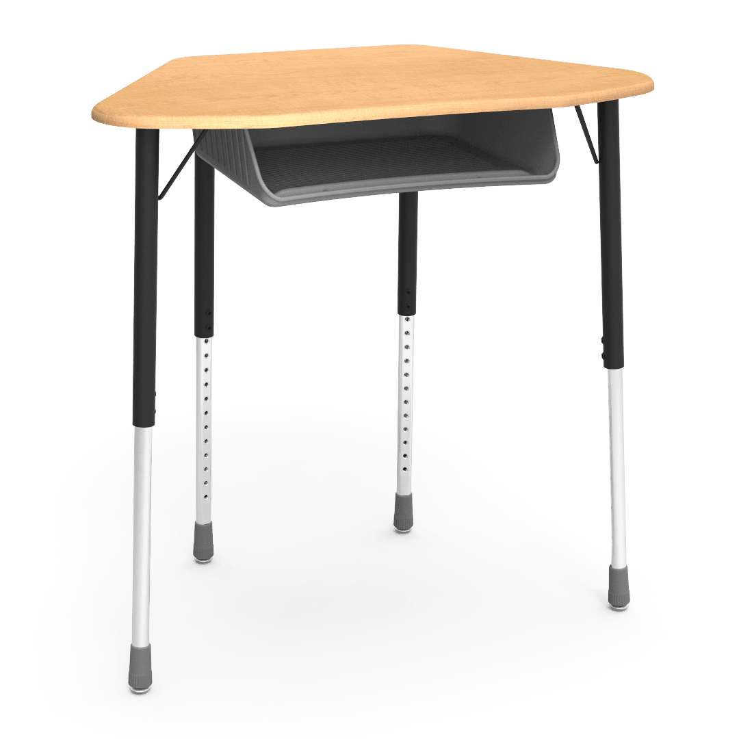 Virco ZUMA Series Hexagon Desk with Book Box 33"W x 21"D x 22"-34"H (DESK-ZHEXBOXM) - SchoolOutlet